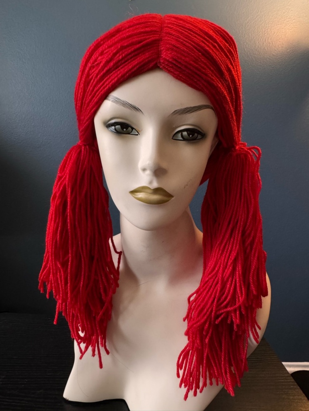 Sepia Red Yarn Wig with Pigtail Strands